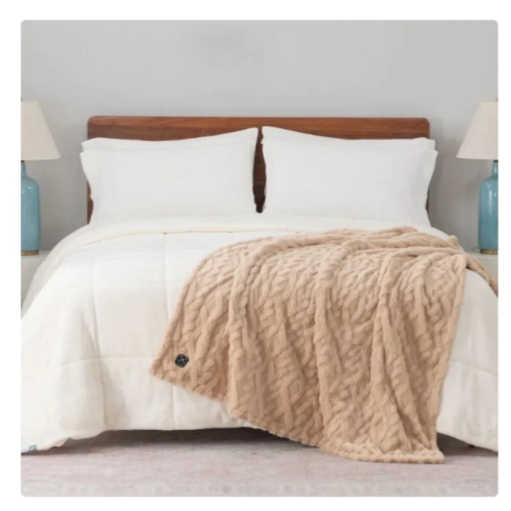 Berkshire Heated Luxe Faux Fur Throw Blanket, 50